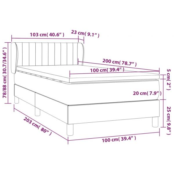 Boxspringbett mit Matratze Creme 100x200 cm Stoff