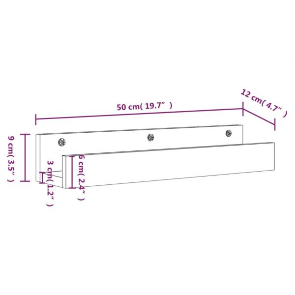 Wandregale 2 Stk. Grau 50x12x9 cm Massivholz Kiefer