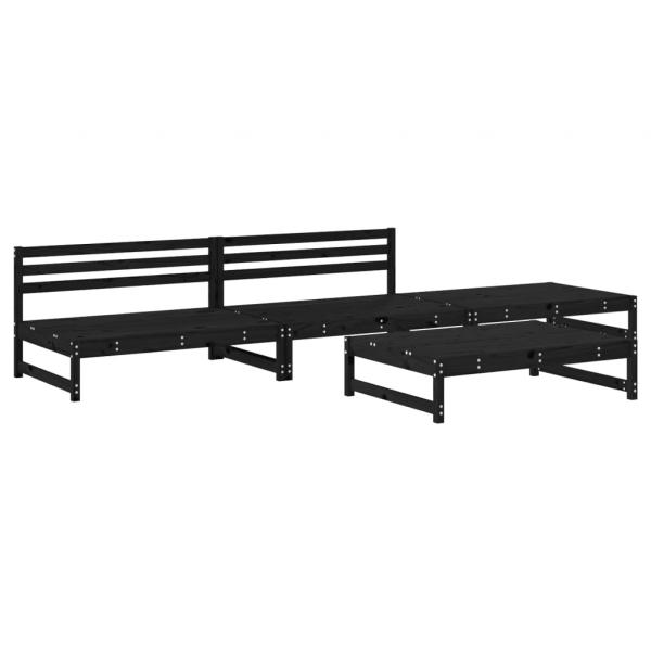 4-tlg. Garten-Lounge-Set Schwarz Massivholz Kiefer