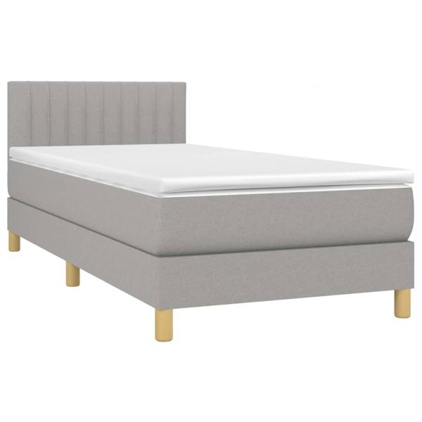 Boxspringbett mit Matratze & LED Hellgrau 90x190 cm Stoff