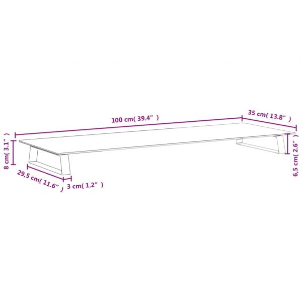 Monitorständer Weiß 100x35x8 cm Hartglas und Metall