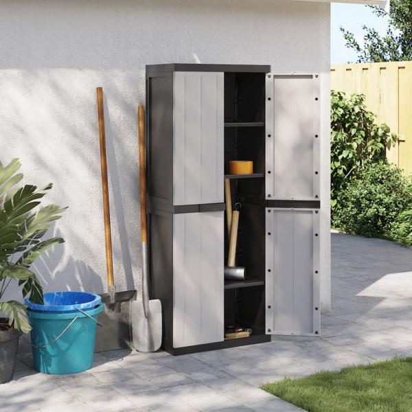 ARDEBO.de - Gartenschrank Grau und Schwarz 65x37x165 cm PP