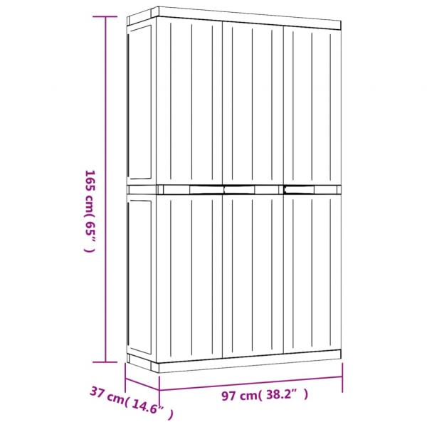 Gartenschrank Grau und Schwarz 97x37x165 cm PP