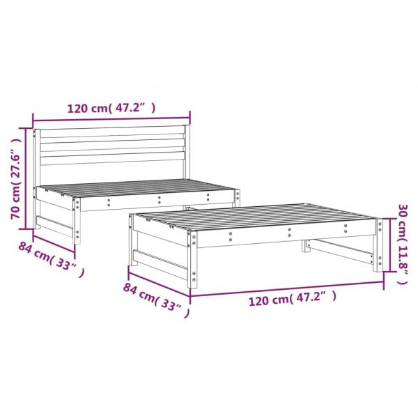 2-tlg. Garten-Lounge-Set Massivholz Kiefer