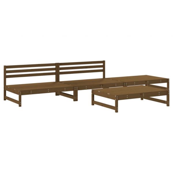 4-tlg. Garten-Lounge-Set Honigbraun Massivholz Kiefer