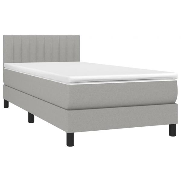 Boxspringbett mit Matratze & LED Hellgrau 90x190 cm Stoff