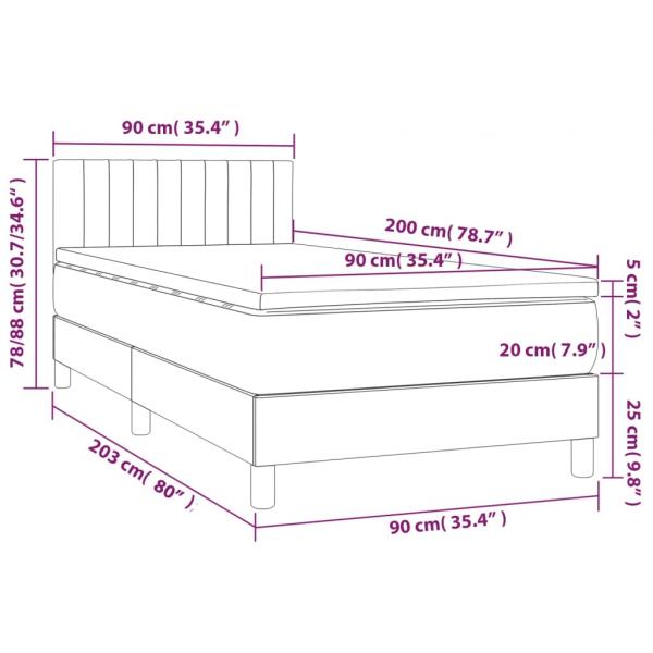 Boxspringbett mit Matratze Hellgrau 90x200 cm Stoff