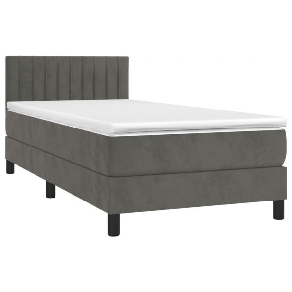 Boxspringbett mit Matratze & LED Dunkelgrau 90x190 cm Samt