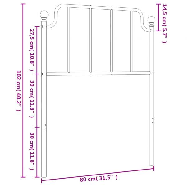 Kopfteil Metall Schwarz 75 cm