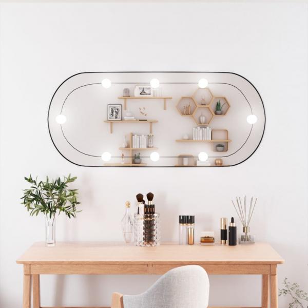 ARDEBO.de - Wandspiegel mit LED-Leuchten 40x90 cm Glas Oval