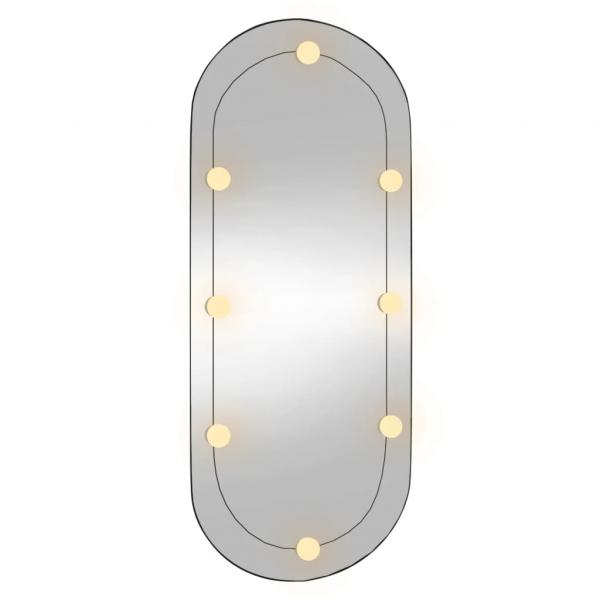 Wandspiegel mit LED-Leuchten 40x90 cm Glas Oval