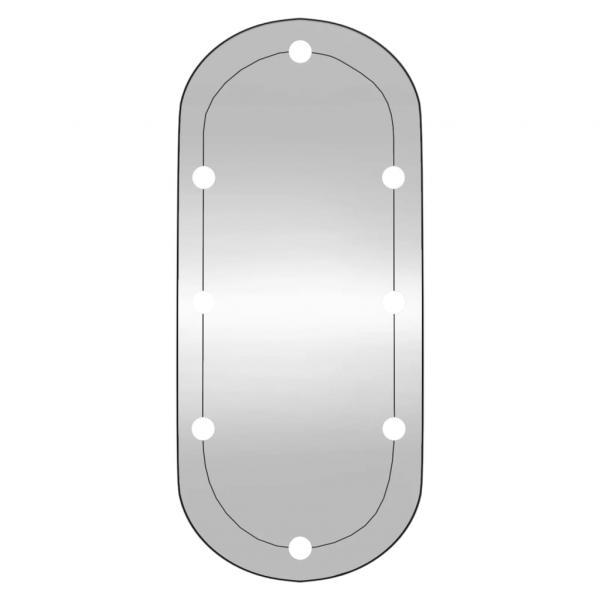 Wandspiegel mit LED-Leuchten 40x90 cm Glas Oval