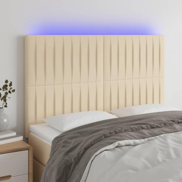 ARDEBO.de - LED Kopfteil Creme 144x5x118/128 cm Stoff