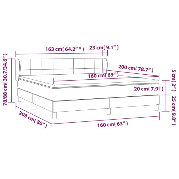 Boxspringbett mit Matratze Dunkelblau 160x200 cm Samt