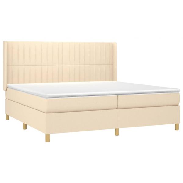 Boxspringbett mit Matratze Creme 200x200 cm Stoff