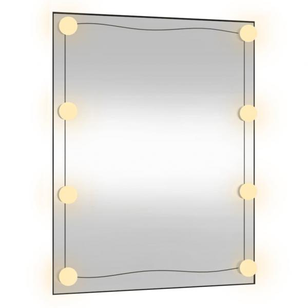 Wandspiegel mit LED-Leuchten 50x60 cm Glas Rechteckig