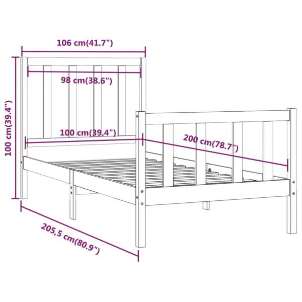 Massivholzbett Weiß 100x200 cm