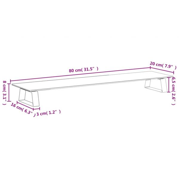 Monitorständer Schwarz 80x20x8 cm Hartglas und Metall