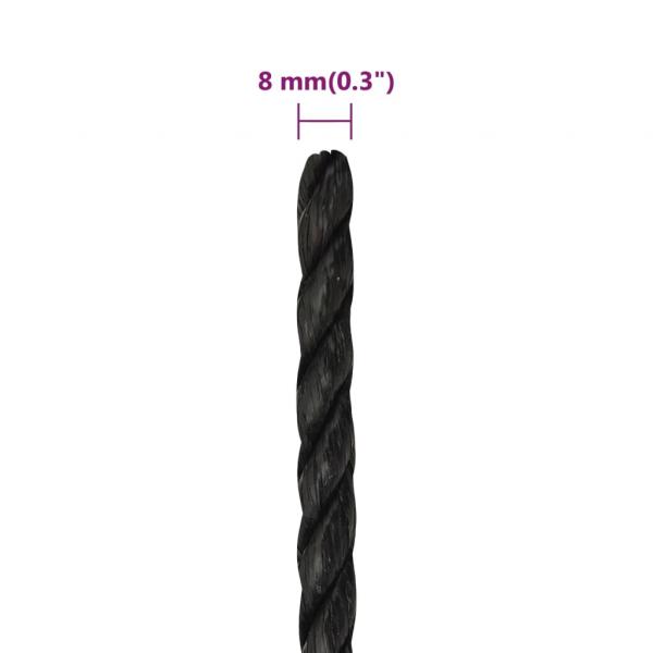 Arbeitsseil Schwarz 8 mm 50 m Polypropylen