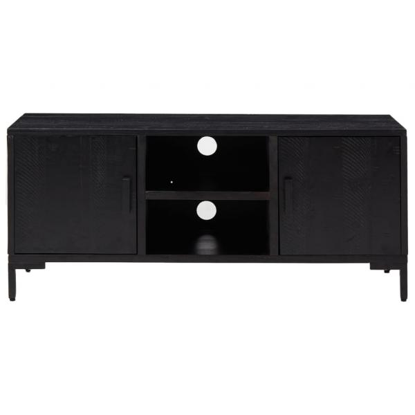 TV-Schrank Schwarz 110x35x48 cm Massivholz Kiefer