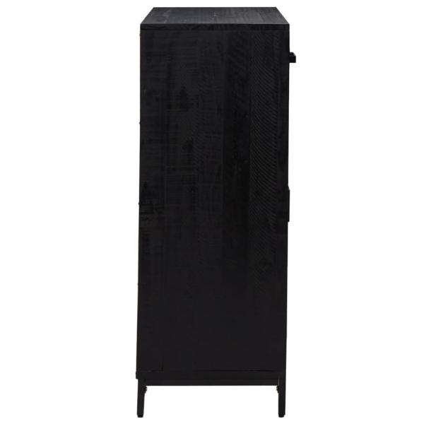 Schuhschrank Schwarz 75x40x110 cm Massivholz Kiefer