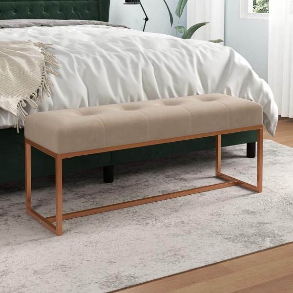 ARDEBO.de - Sitzbank Beige 110x36x45 cm Samt