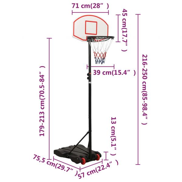 Basketballständer Weiß 216-250 cm Polyethylen