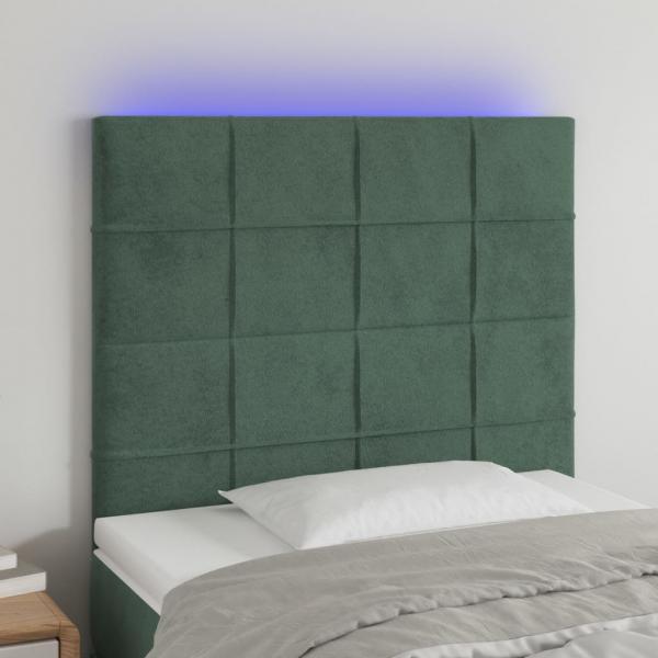 ARDEBO.de - LED Kopfteil Dunkelgrün 100x5x118/128 cm Samt