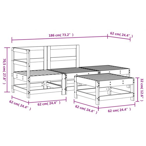 4-tlg. Garten-Lounge-Set Massivholz Kiefer