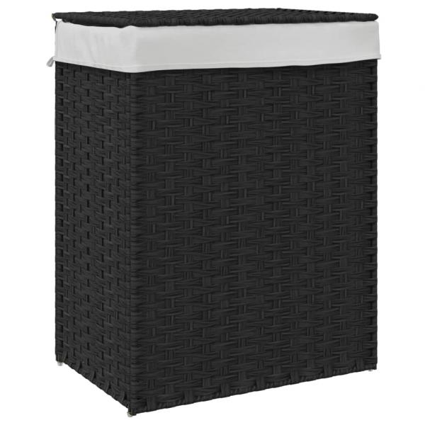 Wäschekorb mit Deckel Schwarz 46x33x60 cm Poly Rattan