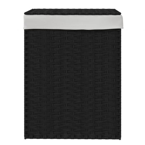 Wäschekorb mit Deckel Schwarz 46x33x60 cm Poly Rattan