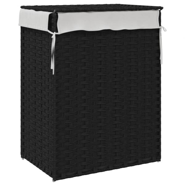 Wäschekorb mit Deckel Schwarz 46x33x60 cm Poly Rattan