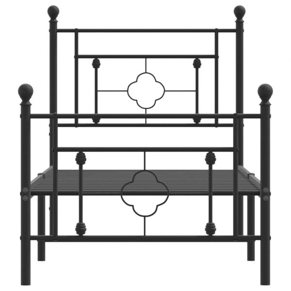 Bettgestell mit Kopf- und Fußteil Metall Schwarz 80x200 cm