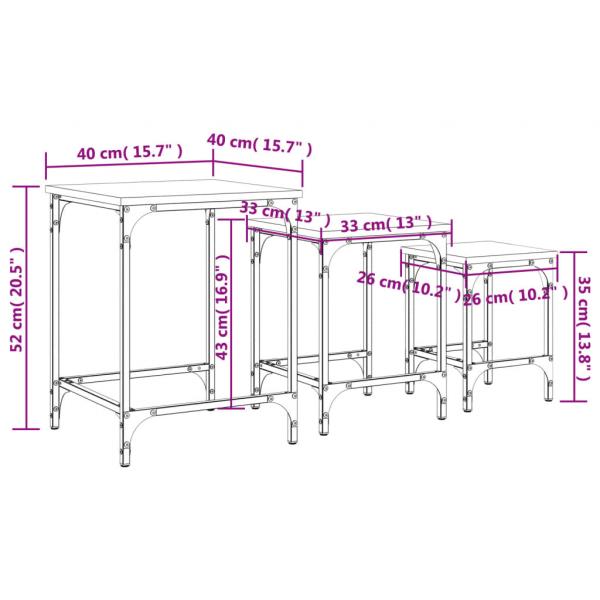 Satztische 3 Stk. Räuchereiche Holzwerkstoff