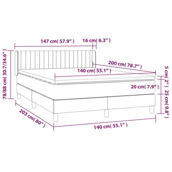 Boxspringbett mit Matratze Taupe 140x200 cm Stoff