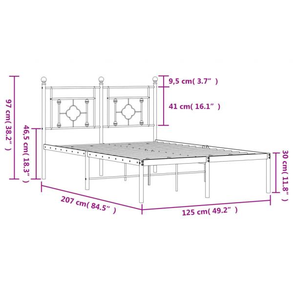 Bettgestell mit Kopfteil Metall Weiß 120x200 cm