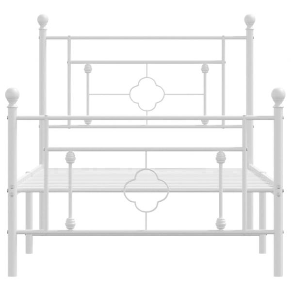 Bettgestell mit Kopf- und Fußteil Metall Weiß 90x200 cm