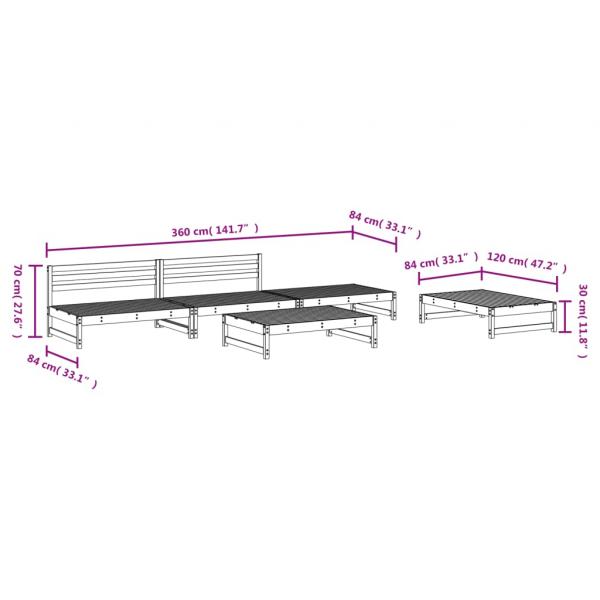 5-tlg. Garten-Lounge-Set Kiefernholz Imprägniert