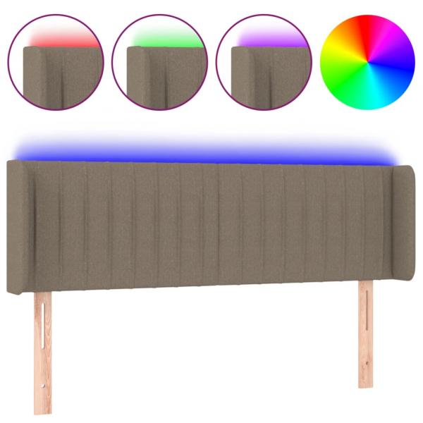 LED Kopfteil Taupe 147x16x78/88 cm Stoff