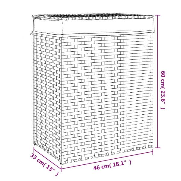 Wäschekorb mit Deckel 46x33x60 cm Poly Rattan