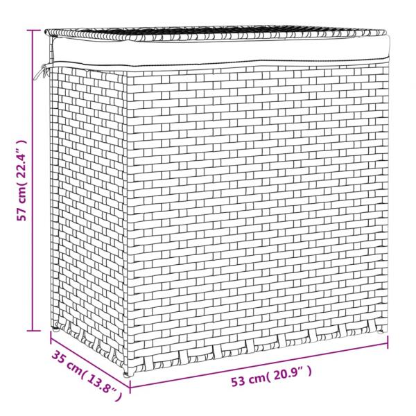 Wäschekorb mit 2 Fächern Weiß 53x35x57 cm Poly Rattan