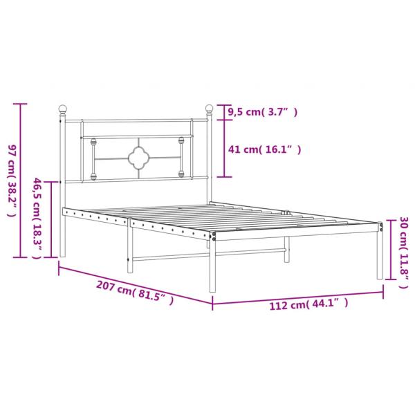 Bettgestell mit Kopfteil Metall Schwarz 107x203 cm