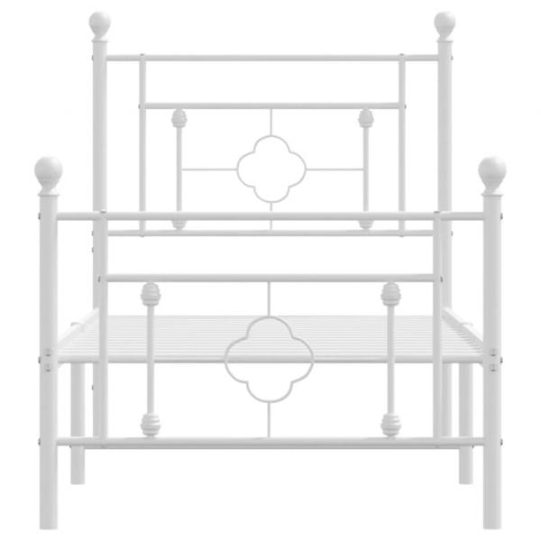 Bettgestell mit Kopf- und Fußteil Metall Weiß 75x190 cm