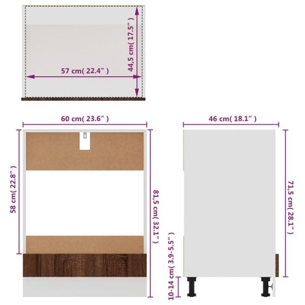 Herdumbauschrank Braun Eichen-Optik 60x46x81,5 cm Holzwerkstoff