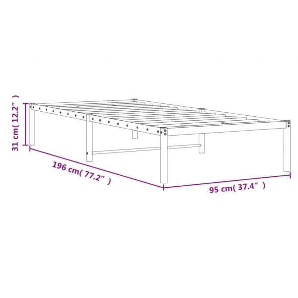 Bettgestell Metall Weiß 90x190 cm