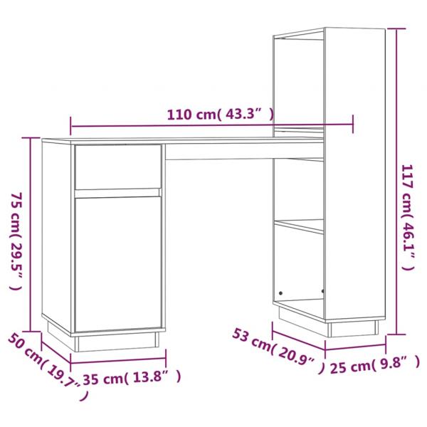 Schreibtisch Weiß 110x53x117 cm Massivholz Kiefer