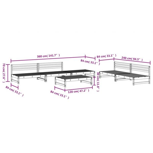 6-tlg. Garten-Lounge-Set Grau Massivholz Kiefer