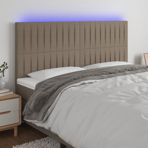 ARDEBO.de - LED Kopfteil Taupe 200x5x118/128 cm Stoff