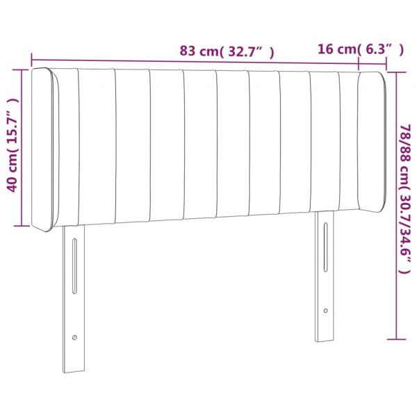 Kopfteil mit Ohren Hellgrau 83x16x78/88 cm Samt