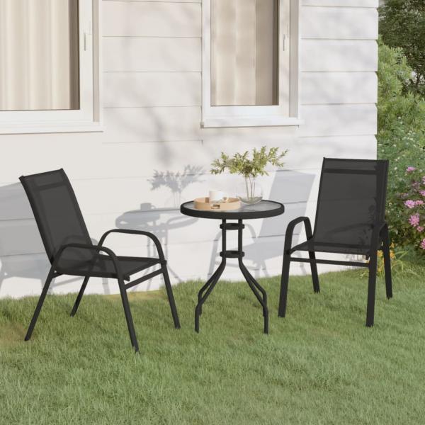 ARDEBO.de - 3-tlg. Garten-Bistro-Set Schwarz